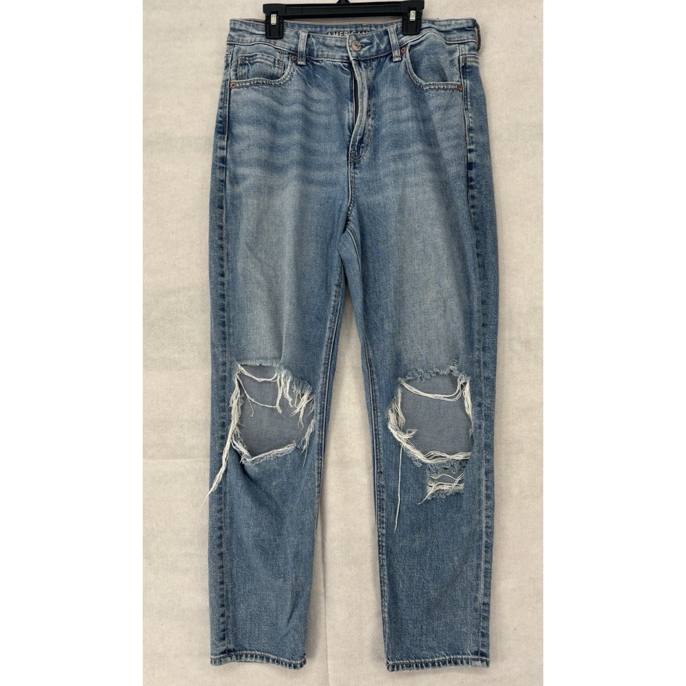 American Eagle Women's Sz 10 (30x28) Strigid Mom Jeans Ripped Knees